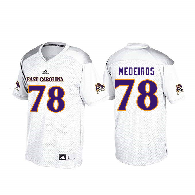 Men #78 Chandler Medeiros ECU Pirates College Football Jerseys Sale-White